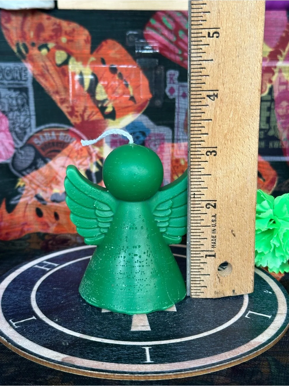Handmade Green Angel Candle – Winged Spiritual Figure Candle